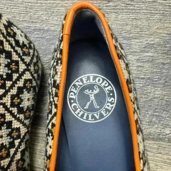 Penelope Chilvers Dandy Leather Trim Needlepoint Slipper Loafers Size 36 - Picture 5 of 15